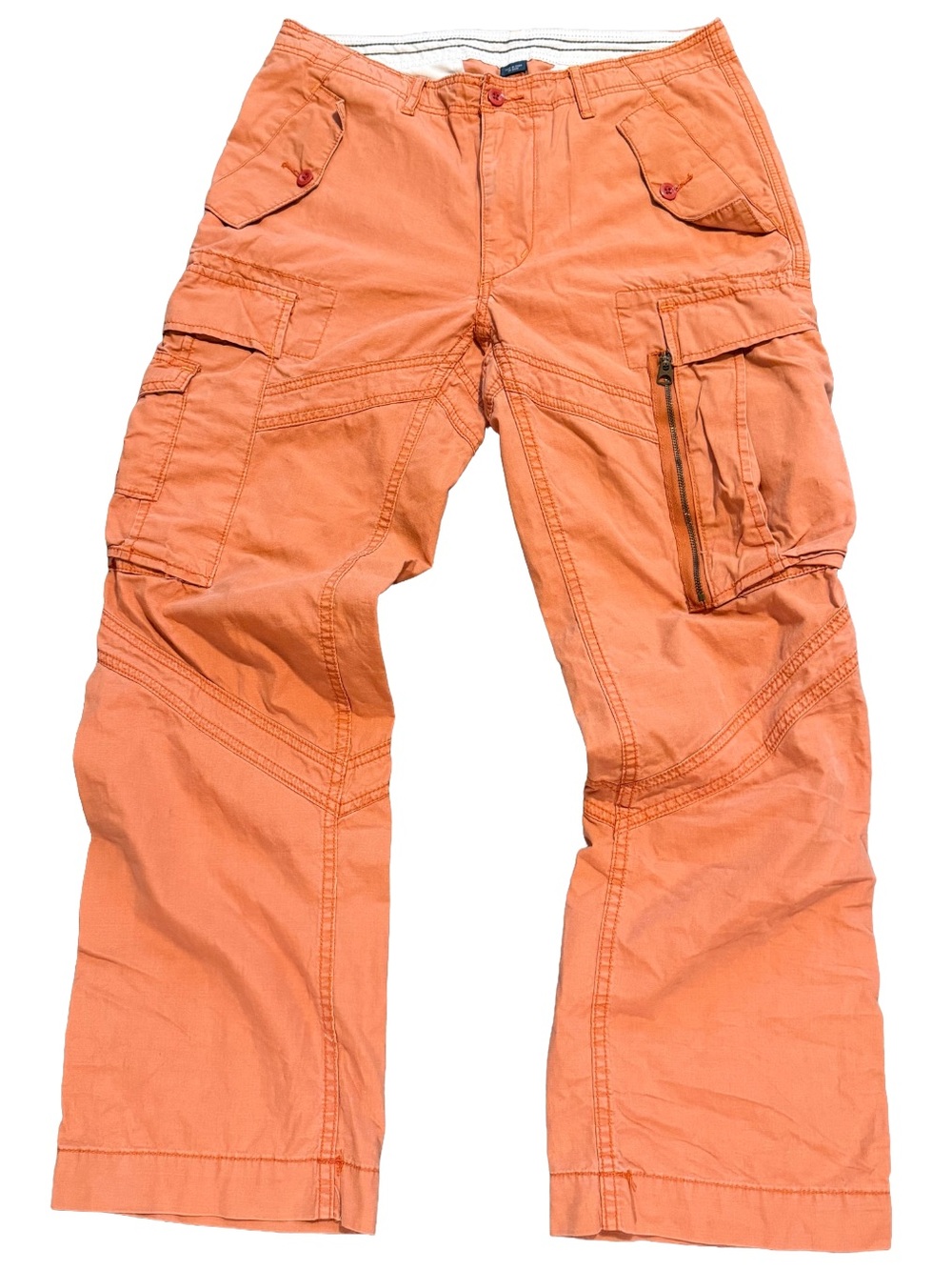 Polo Ralph Lauren Pants Mens 31x30 Orange Cargo Military Paratrooper Surplus 067